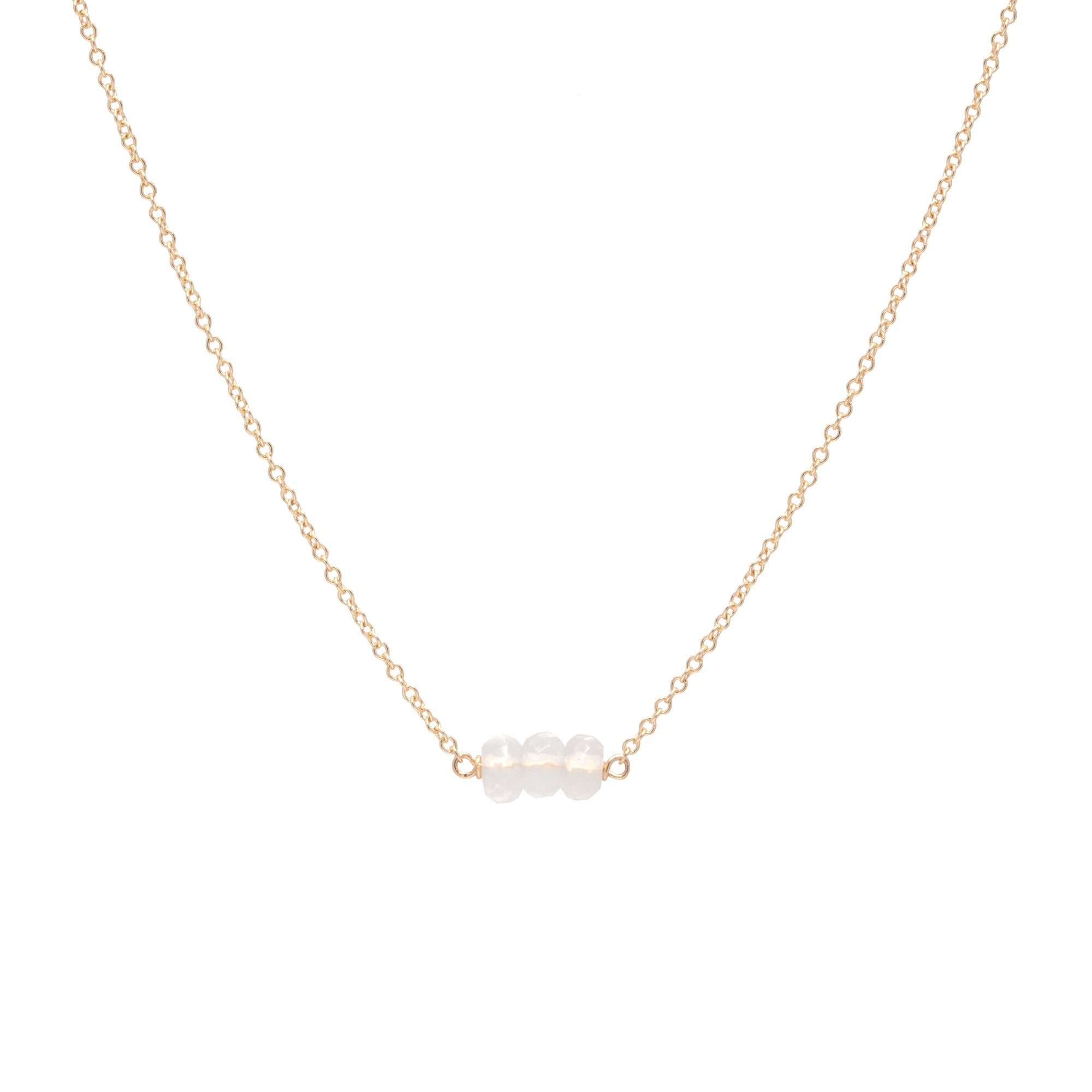 April Birthstone Three Gem Necklace with Faceted Crystals