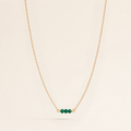 May Birthstone Three Gem Necklace with Faceted Emeralds