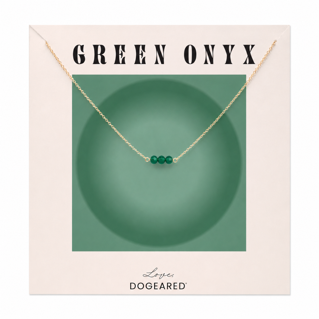May Birthstone Three Gem Necklace with Faceted Emeralds