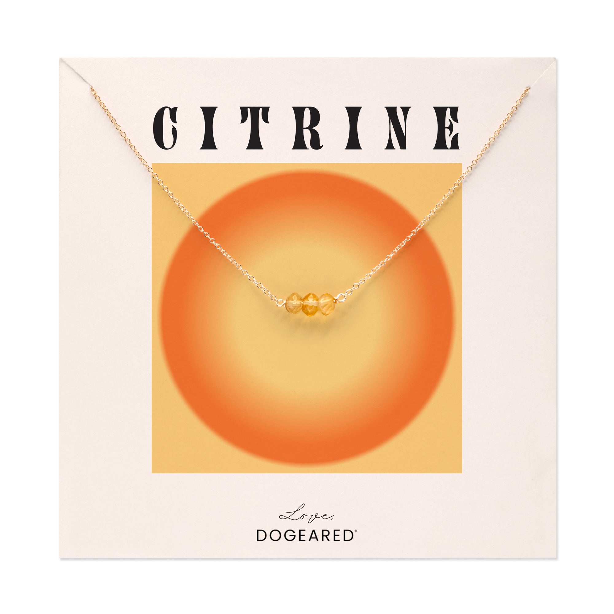 November Birthstone Three Gem Necklace with Faceted Citrine Gems