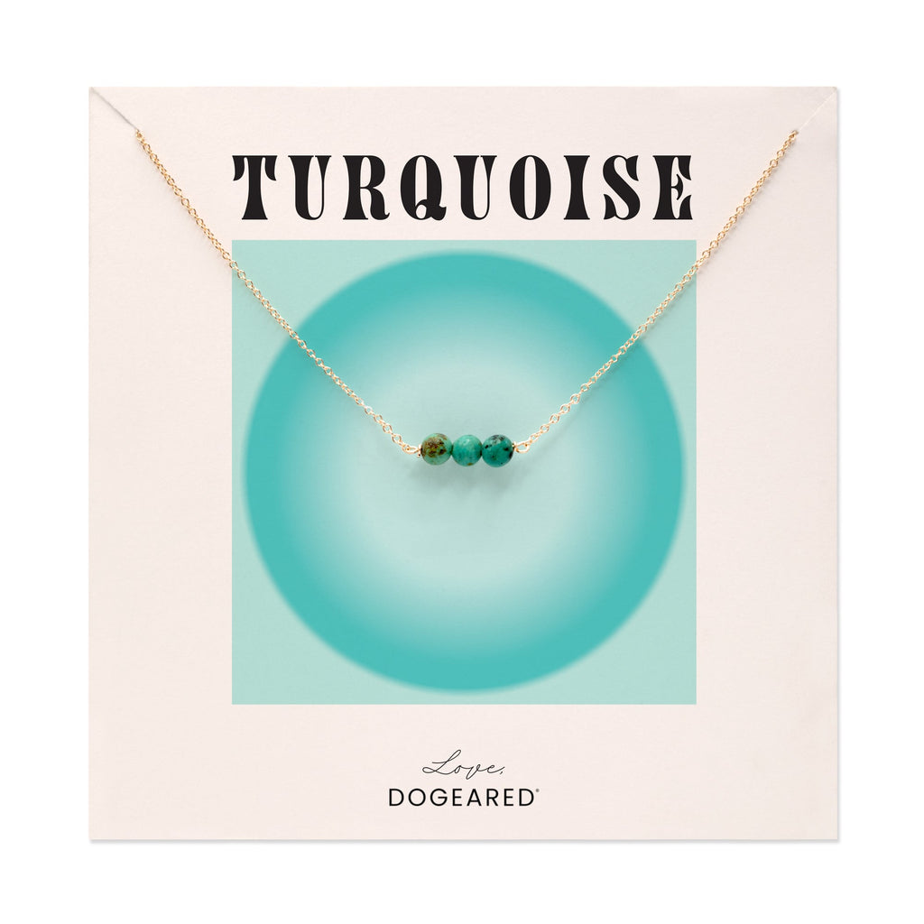 December Birthstone Three Gem Necklace with Turquoise