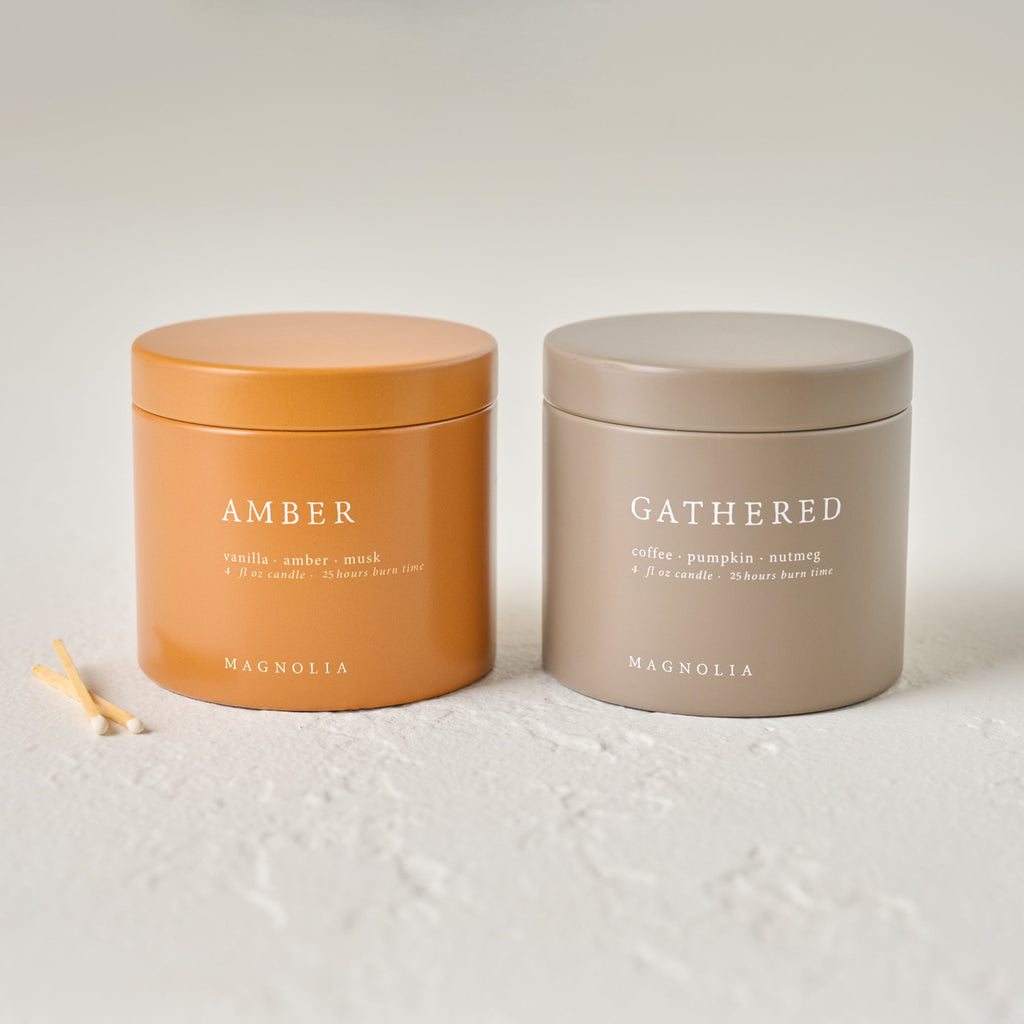 Magnolia Gathered and Amber Candle Tin Bundle