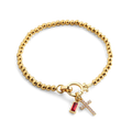 Cross Charm Birthstone Bracelet