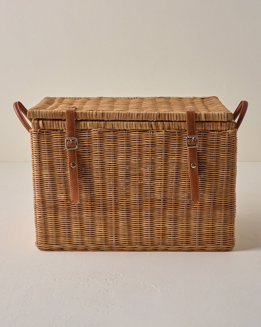 Reid Woven Storage Trunk with Leather Handles