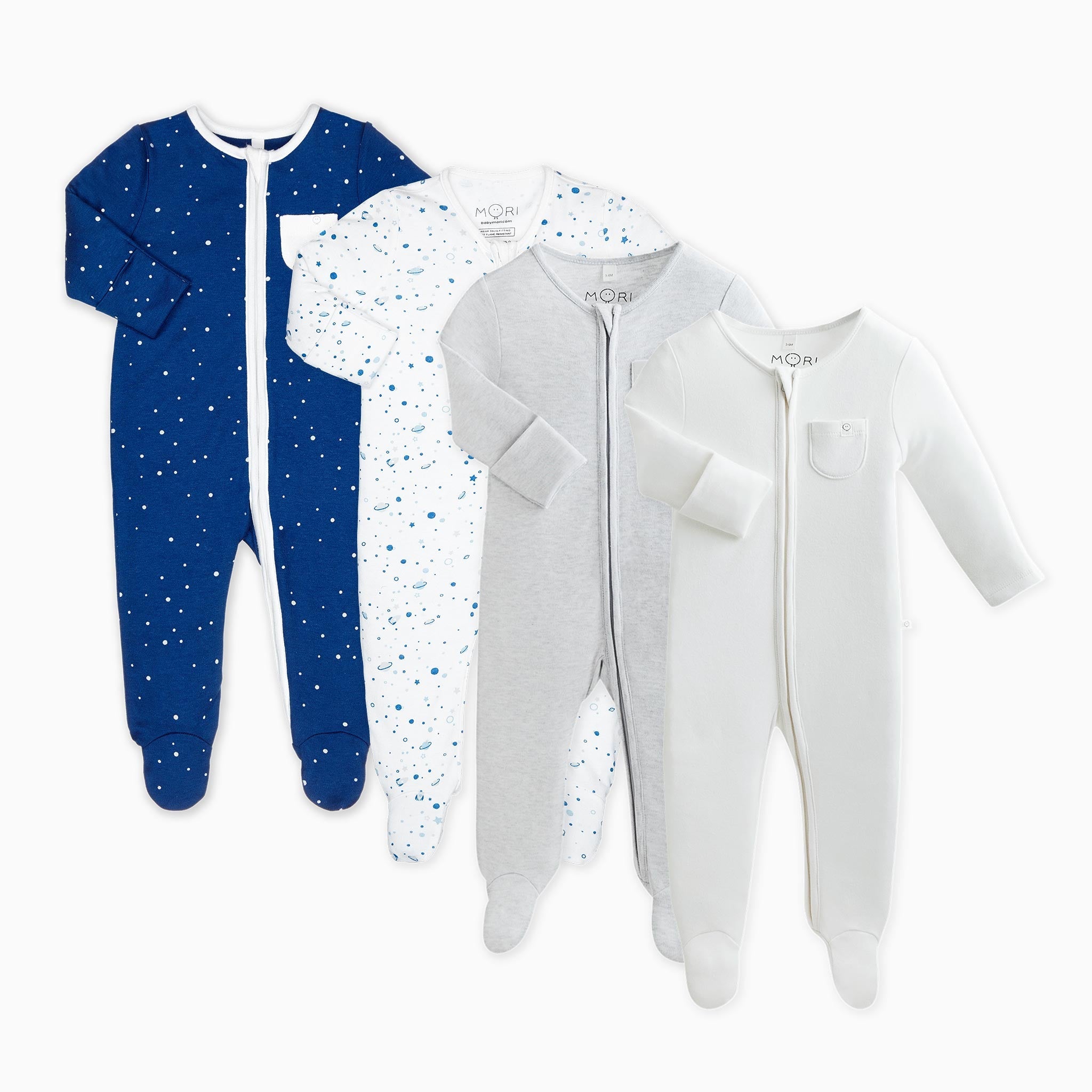 Night Sky Zip-Up Sleepsuit 4 Pack