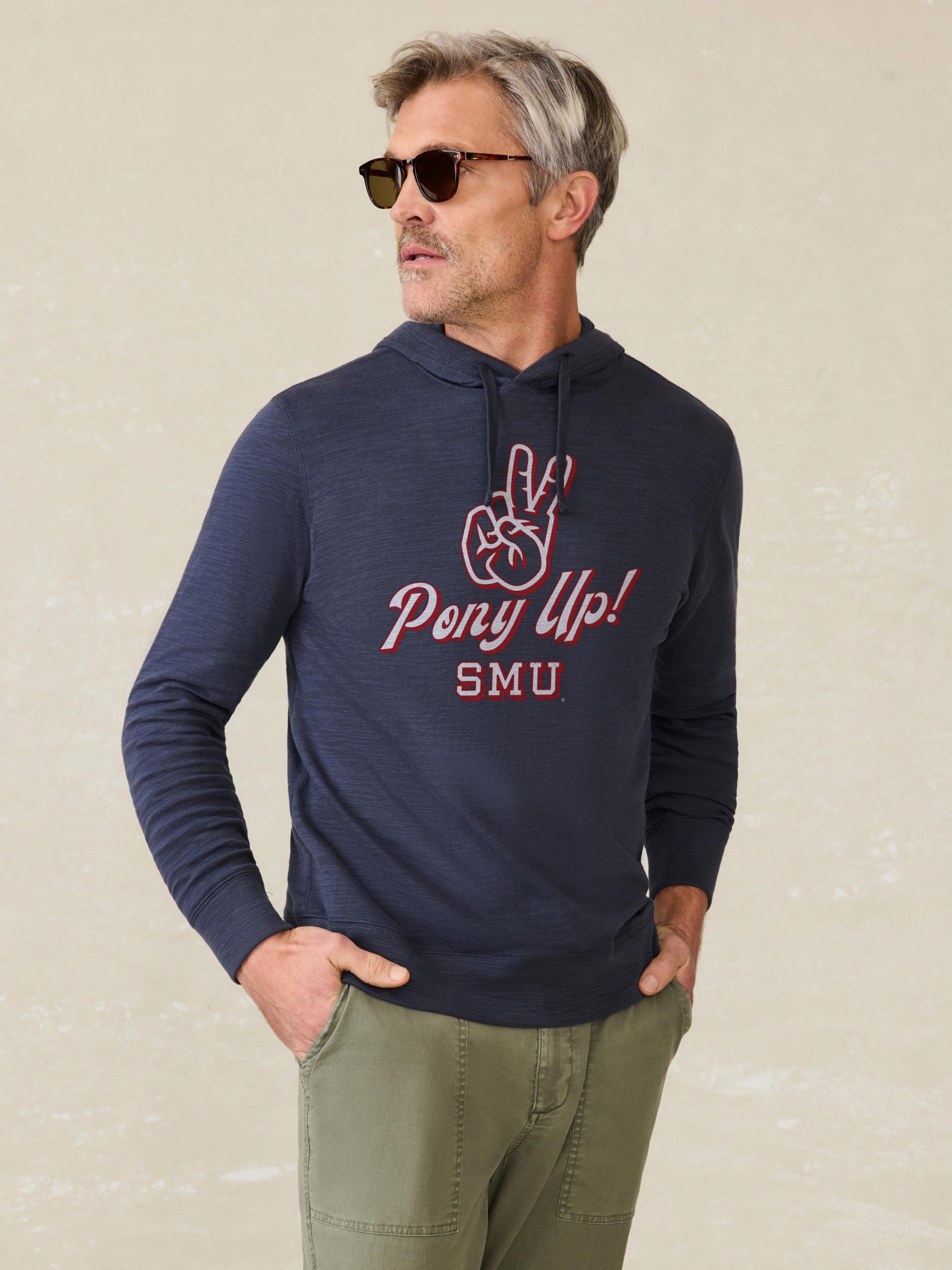 Southern Methodist University Sunwashed Organic Hoodie - Blue Nights