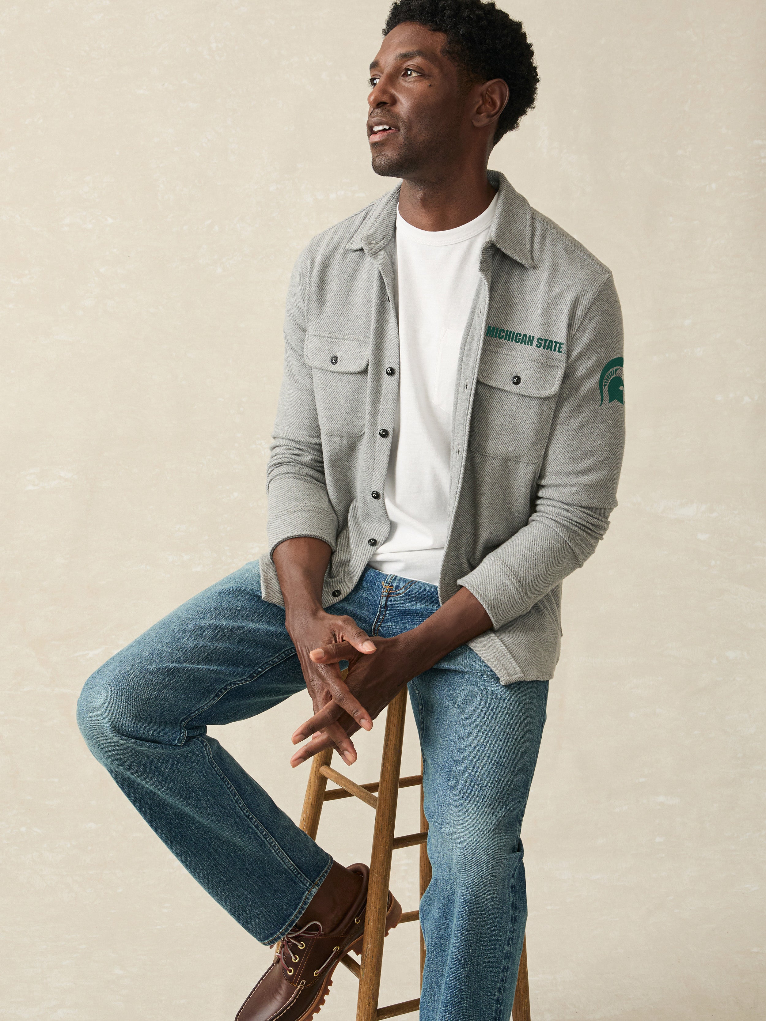 Michigan State Legend Sweater Shirt - Fossil Grey Twill