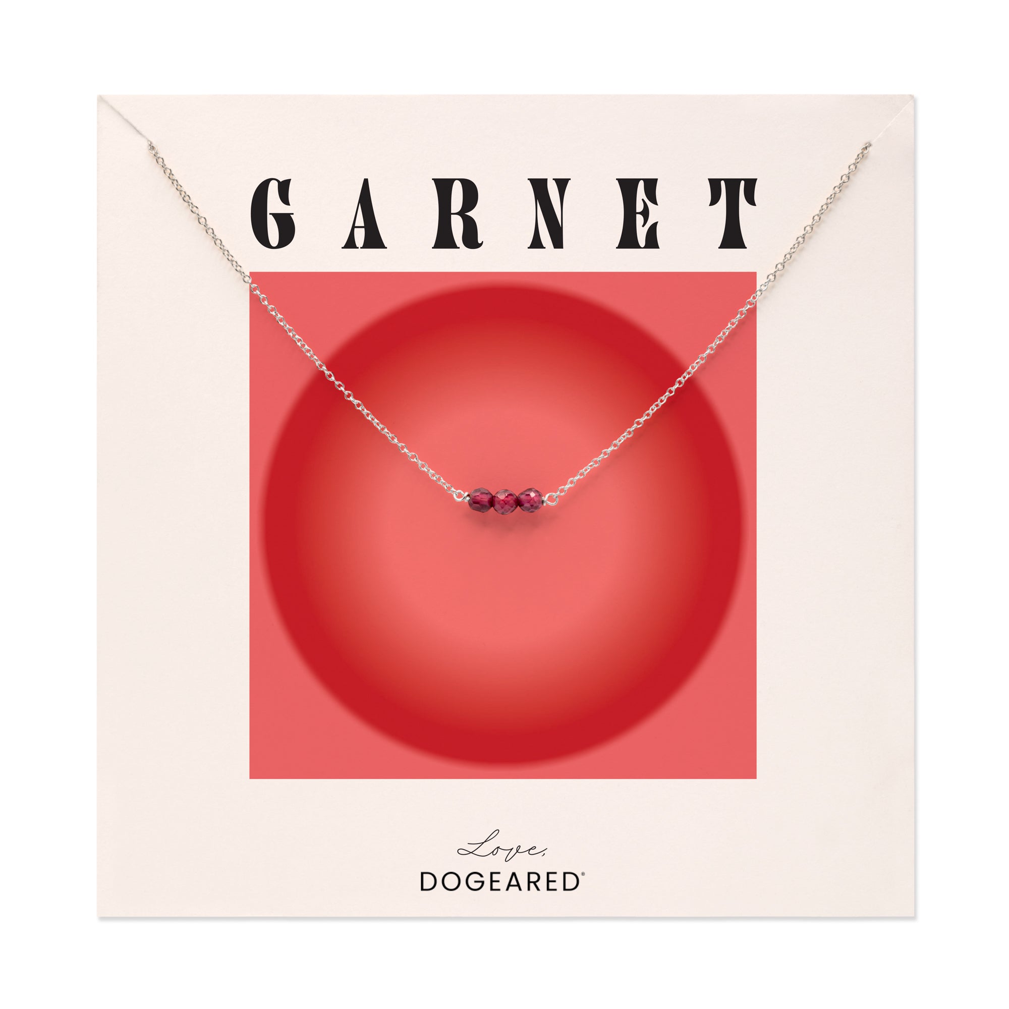 January Birthstone Three Gem Necklace with Faceted Garnets