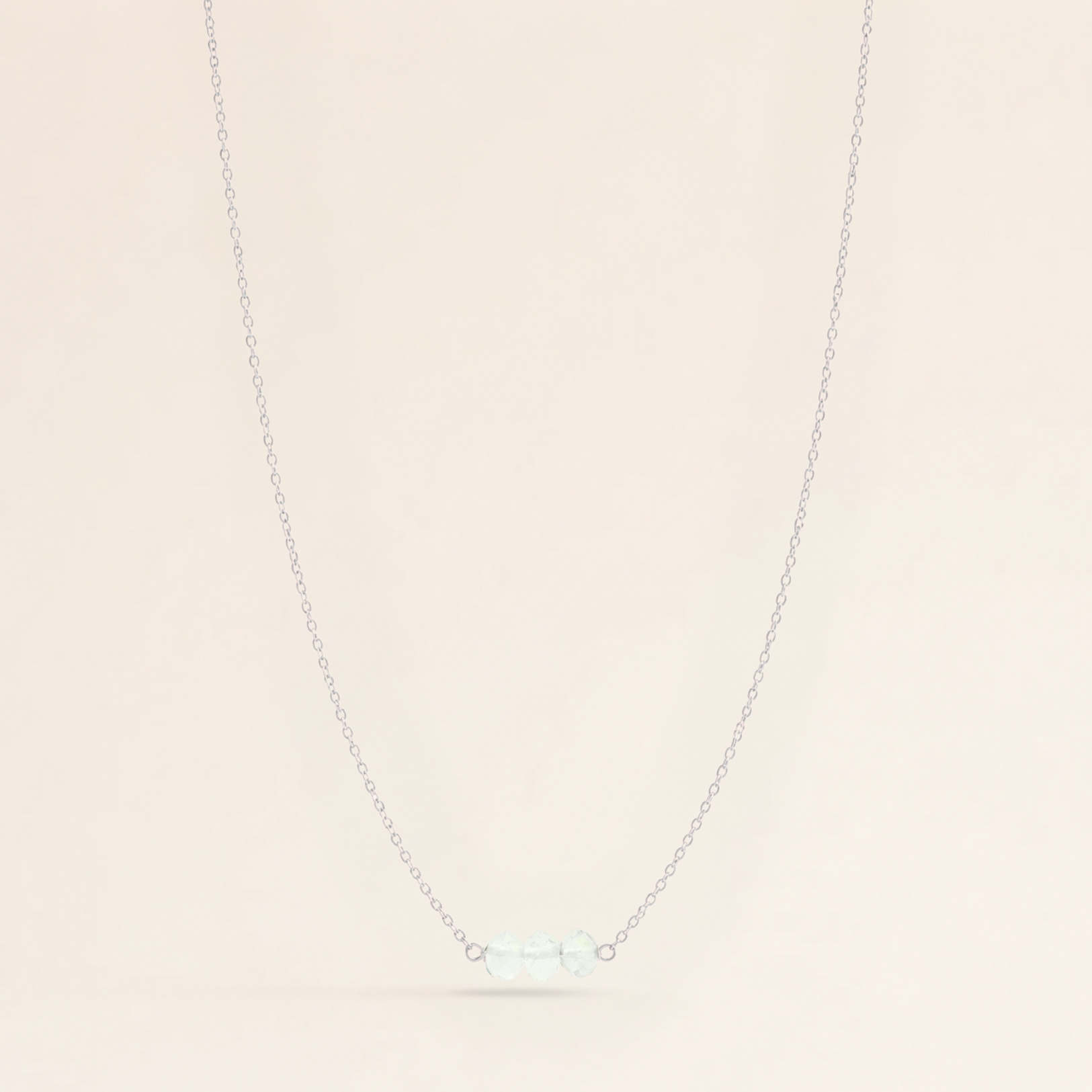March Birthstone Three Gem Necklace with Faceted Aquamarine