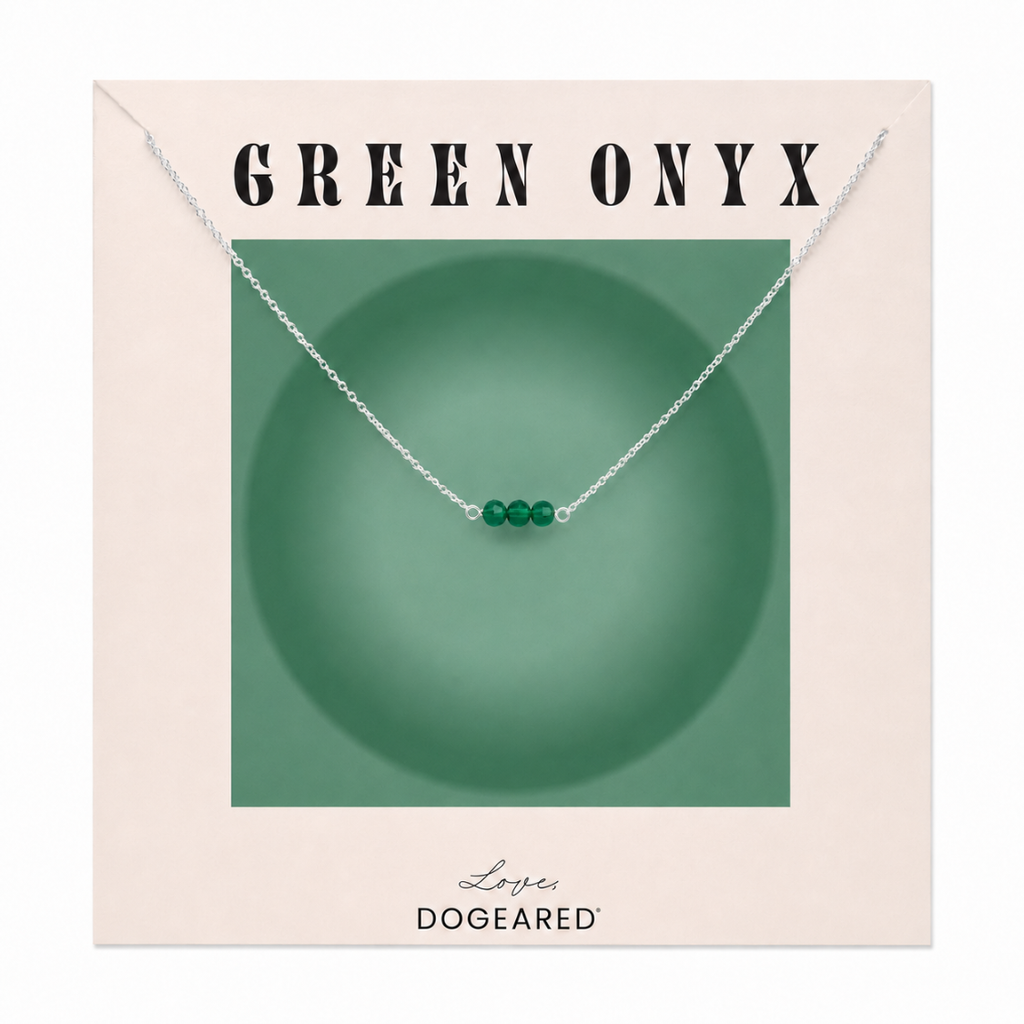 May Birthstone Three Gem Necklace with Faceted Emeralds