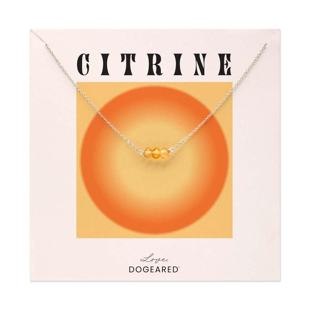 November Birthstone Three Gem Necklace with Faceted Citrine Gems