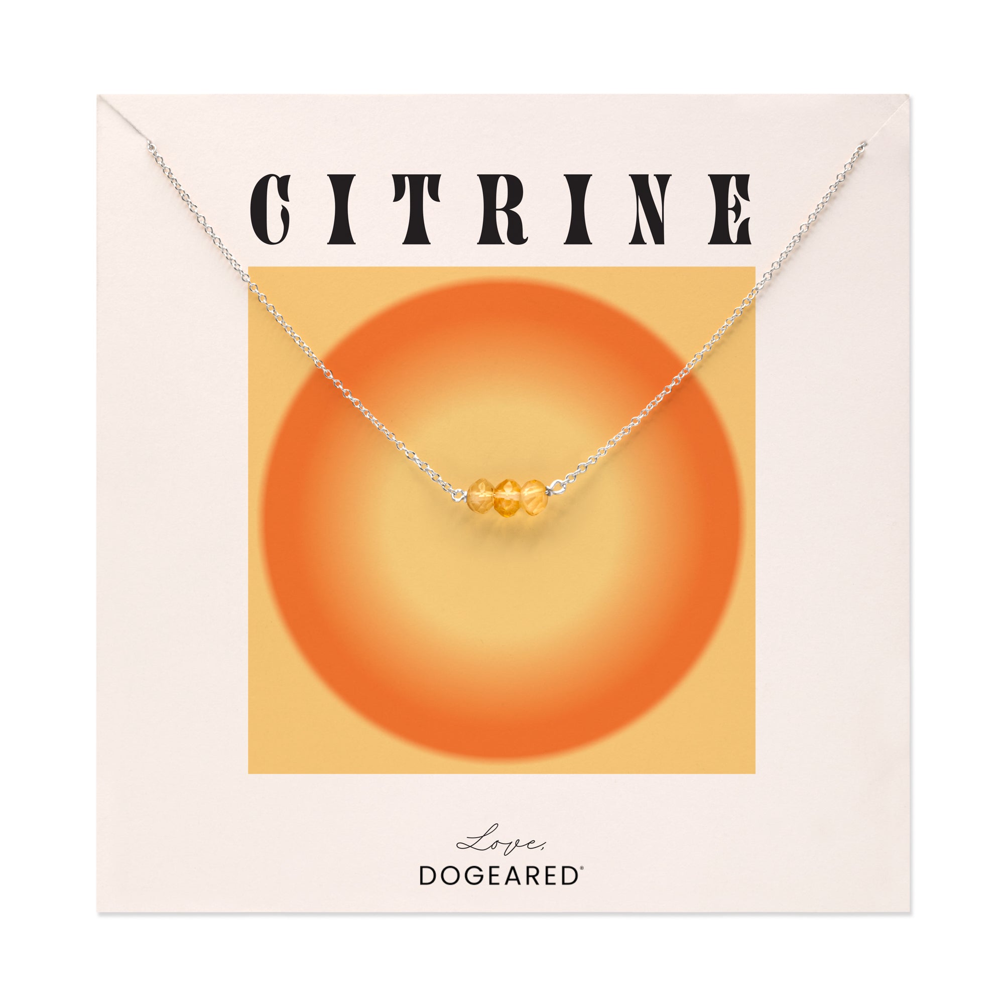 November Birthstone Three Gem Necklace with Faceted Citrine Gems