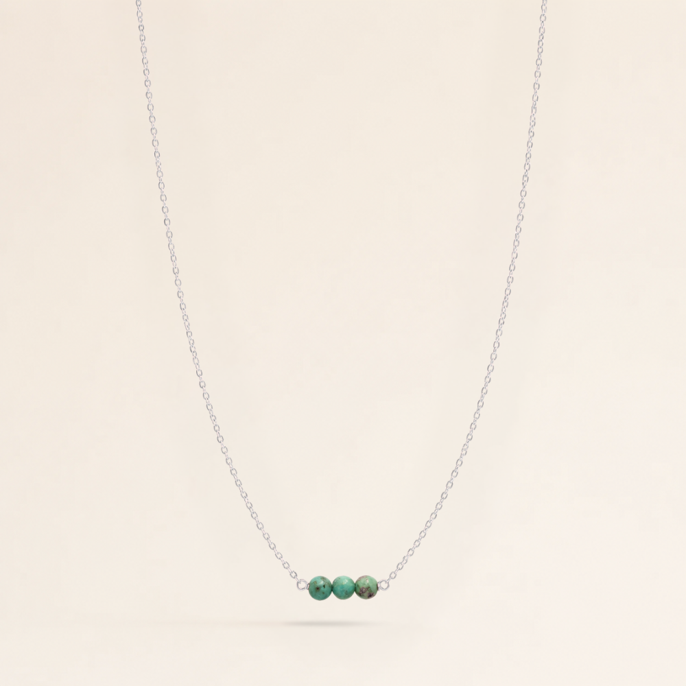 December Birthstone Three Gem Necklace with Turquoise