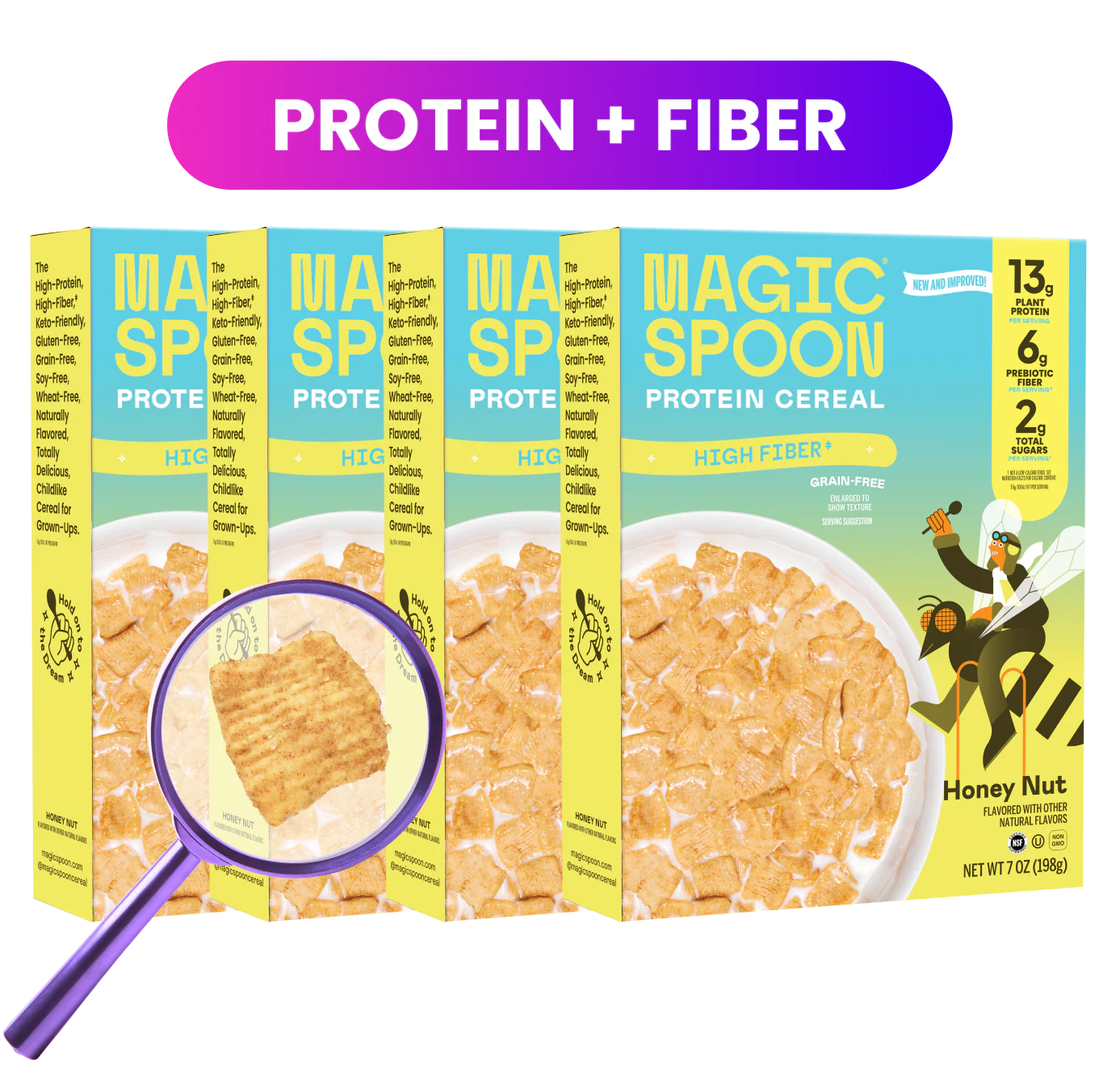 Honey Nut  - Protein + Fiber Cereal 1 case (4 boxes)