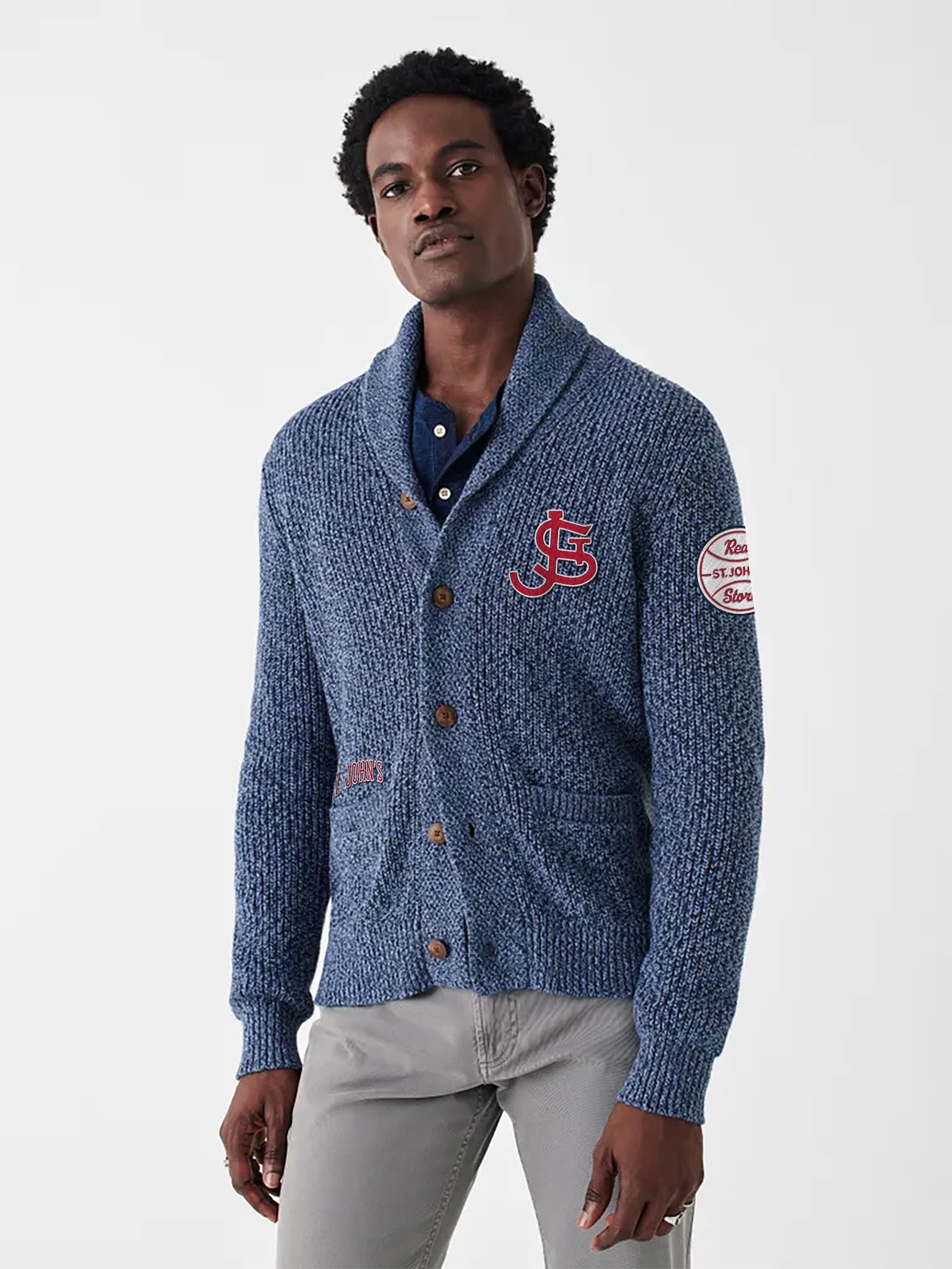 St. John's University Marled Cotton Cardigan - Navy Night Marl