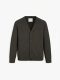 Men's Travel Merino Cardigan - Dark Green Brown