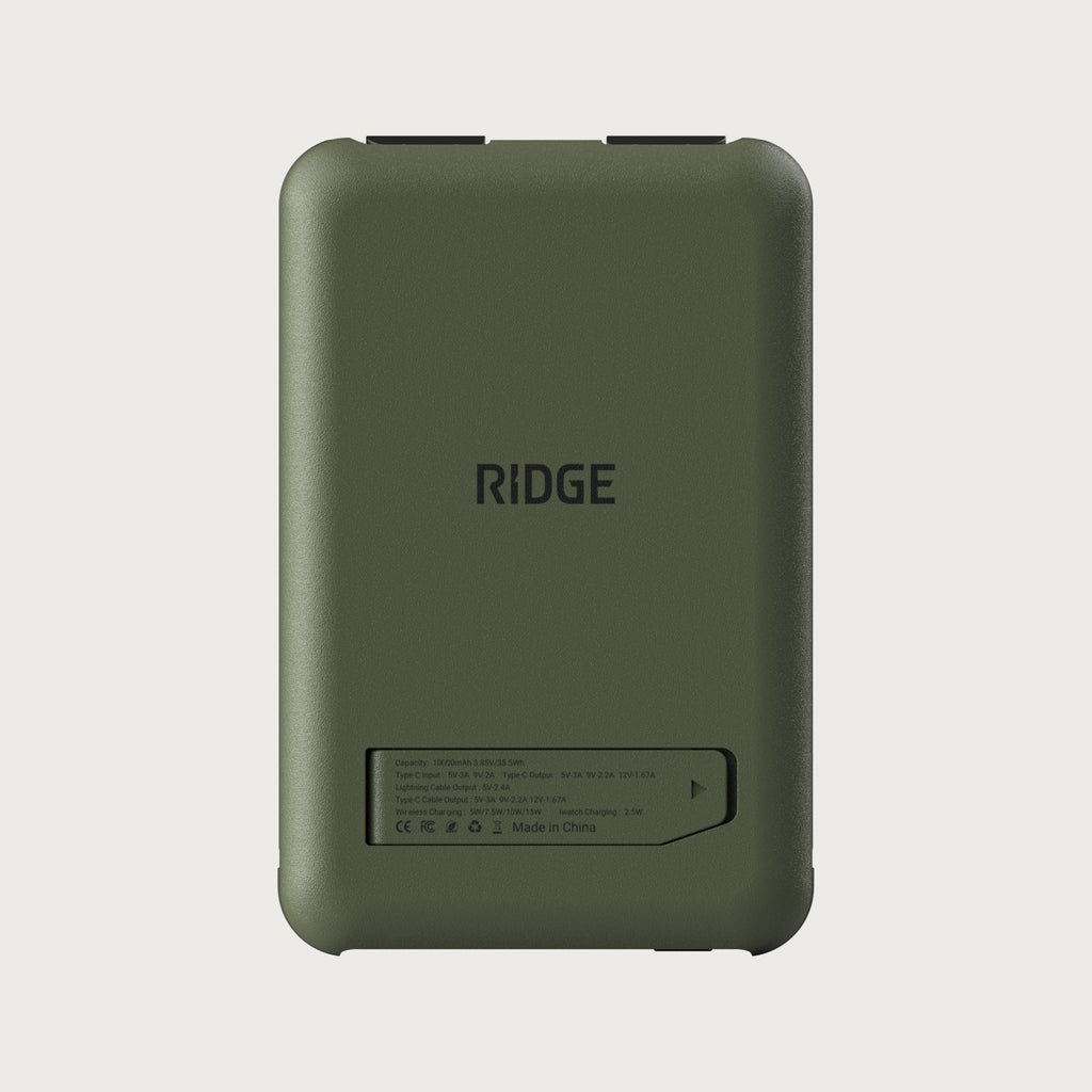 Ridge Power Bank - 10k mAh - Matte Olive