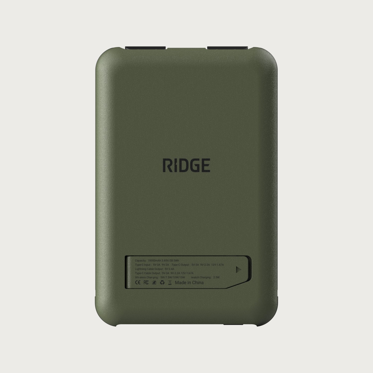 Ridge Power Bank - 10k mAh - Matte Olive