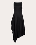 Manisha Asymmetric Draped Satin Midi Dress