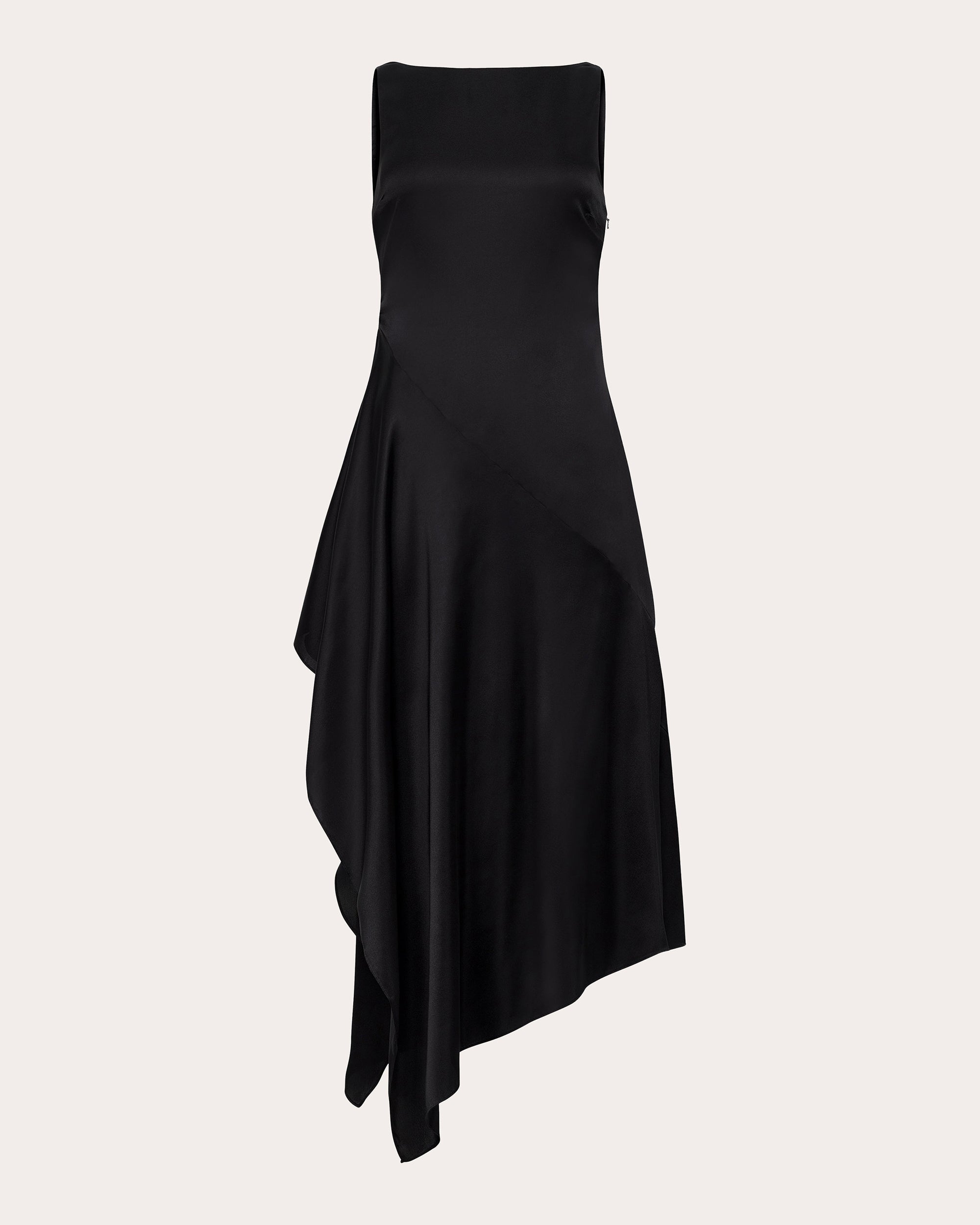 Manisha Asymmetric Draped Satin Midi Dress