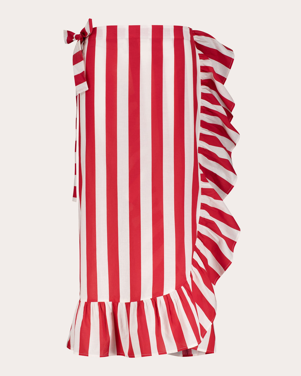 Marla Stripe Cotton Ruffled Wrap Midi Skirt