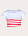 Mathilde Striped Rashguard Bikini Top
