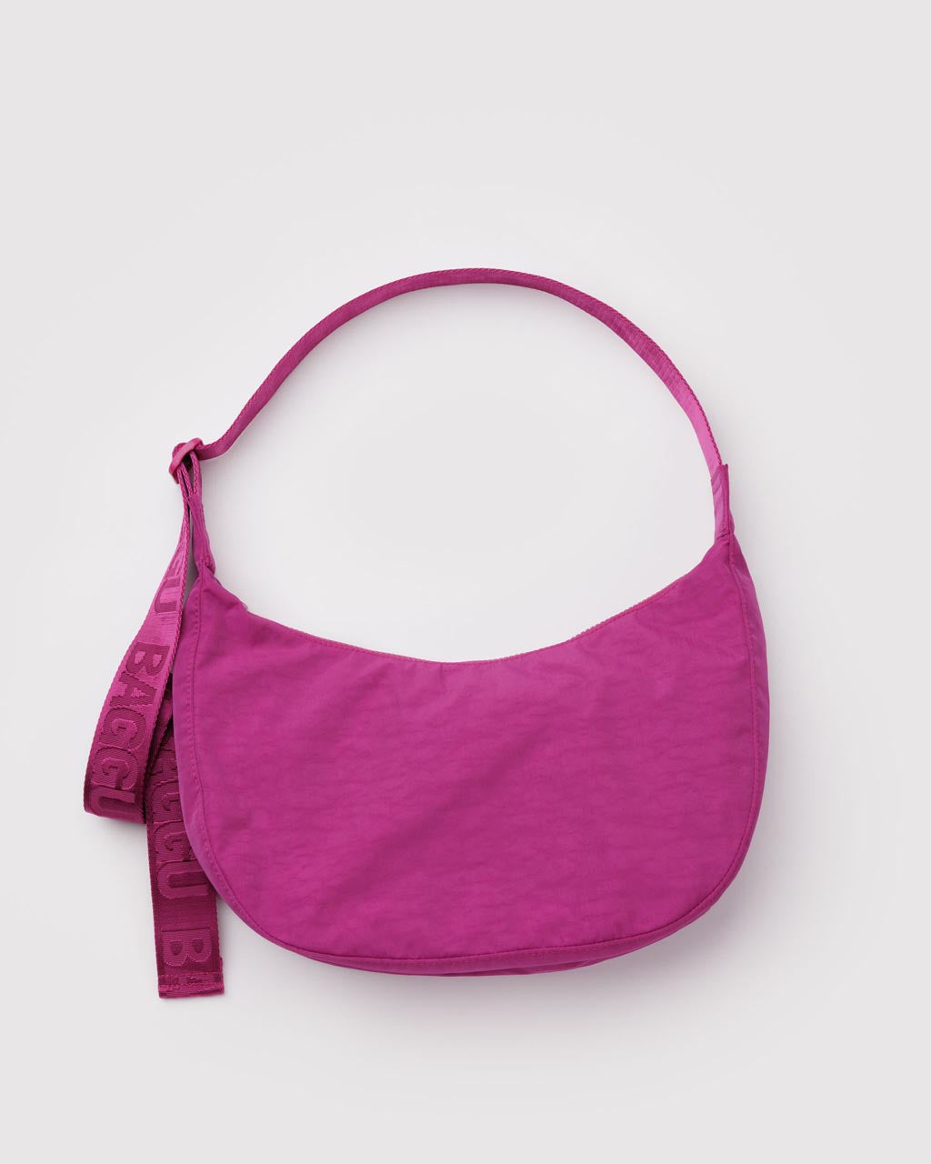 Medium Nylon Crescent Bag w/ Key Leash - Deep Fuchsia