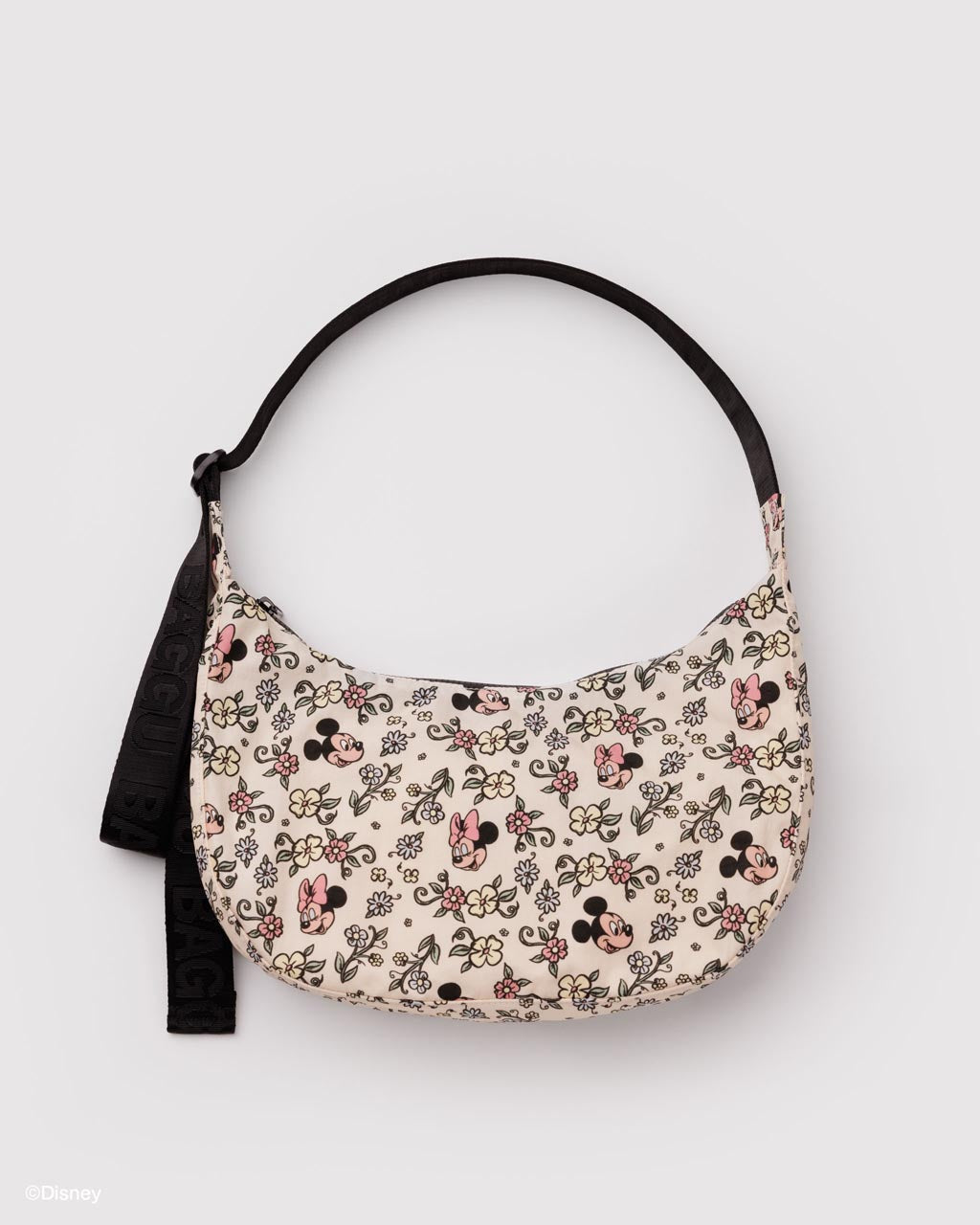 Medium Nylon Crescent Bag w/ Key Leash - Storybook Floral