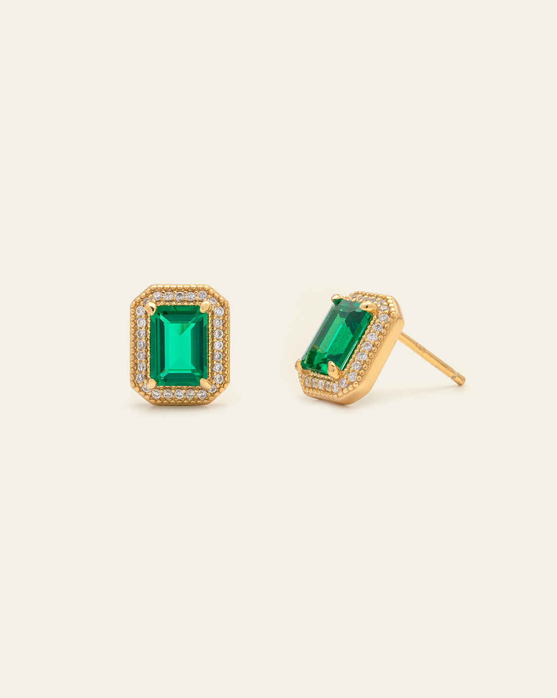 Mel's Emerald Studs - Gold Vermeil