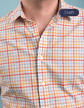 Melon and Cobalt Slubweave Tattersall