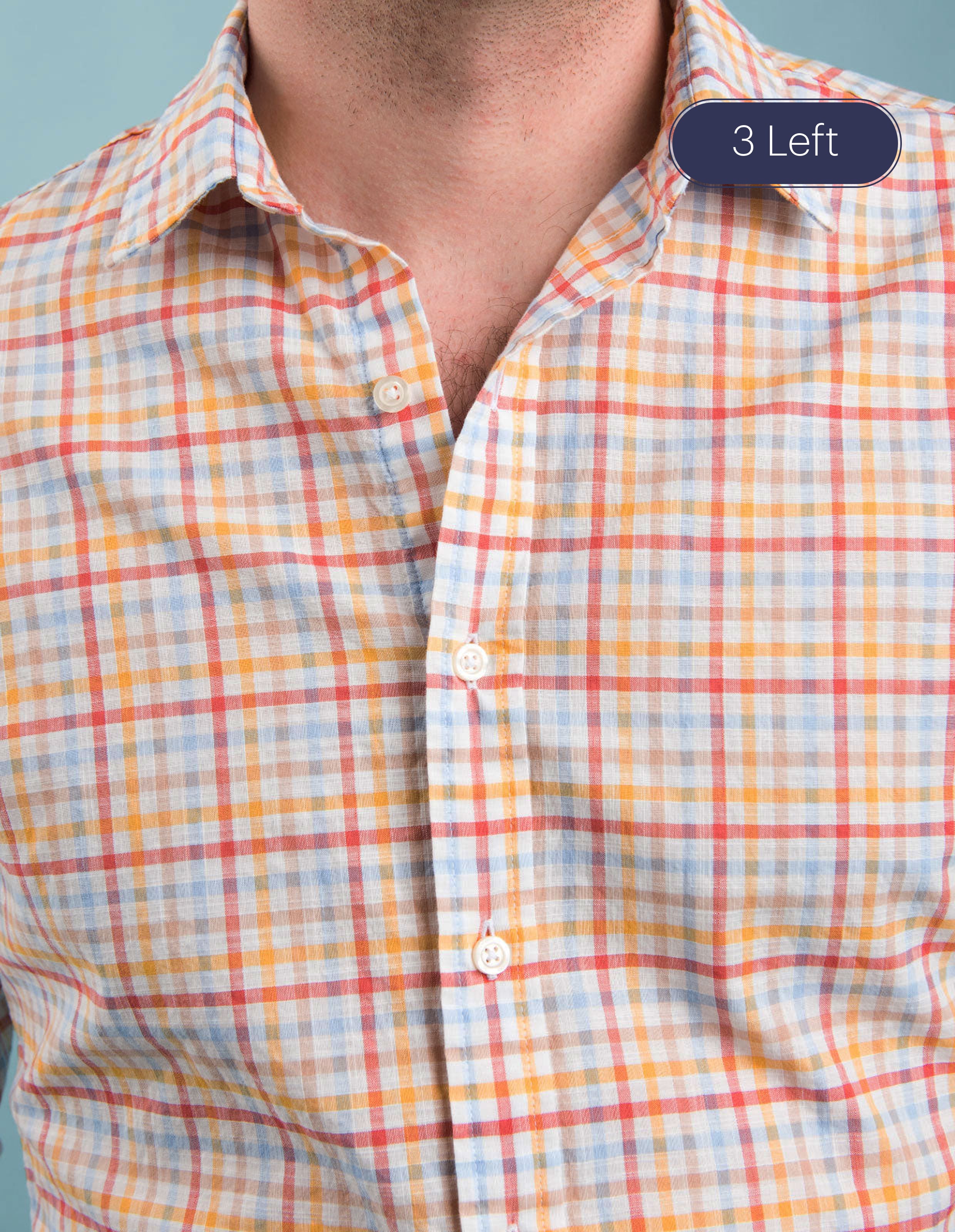 Melon and Cobalt Slubweave Tattersall