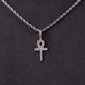 Micro IcedAnkh Cross Pendant in White Gold