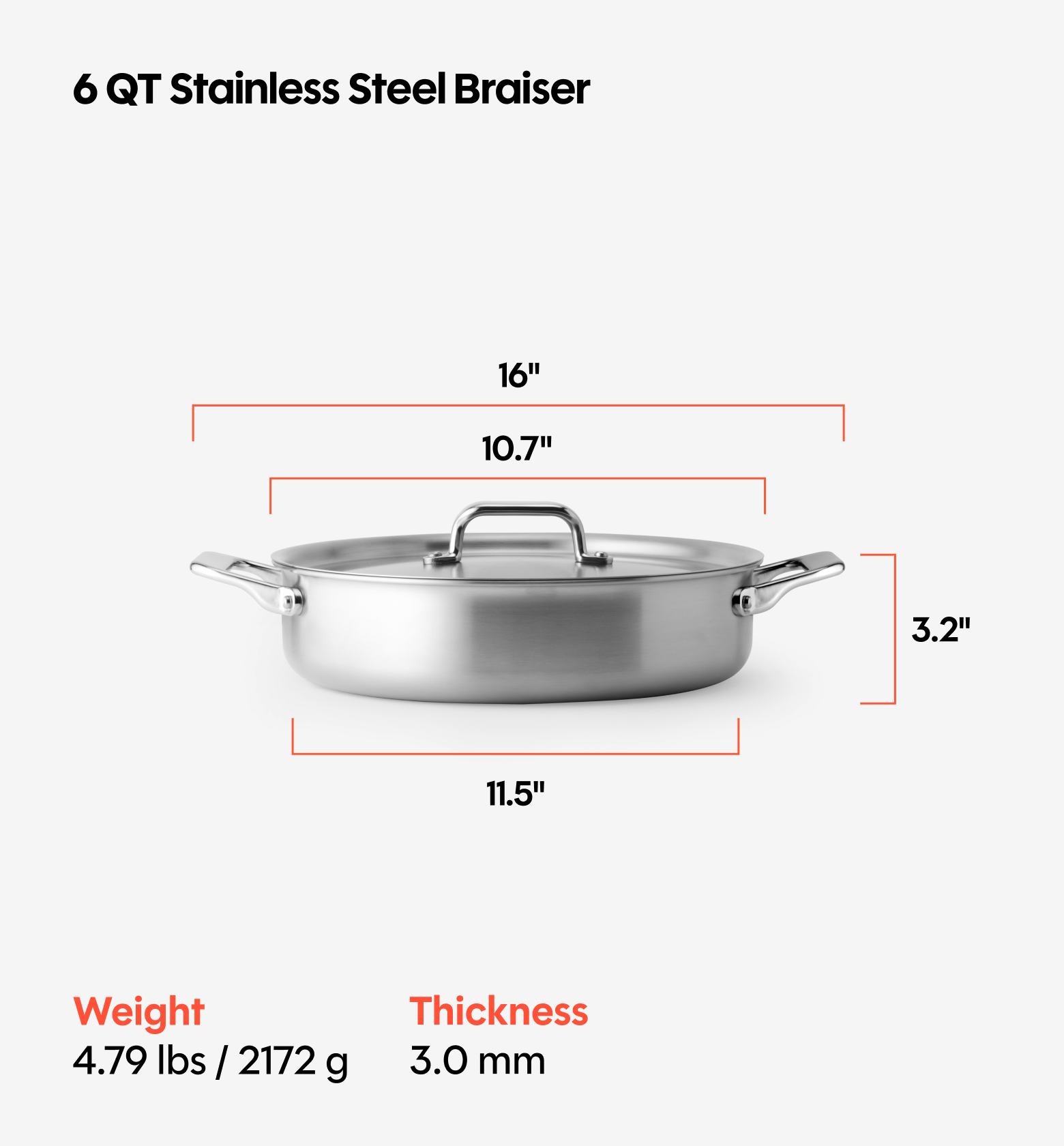 6 QT Stainless Steel Rondeau