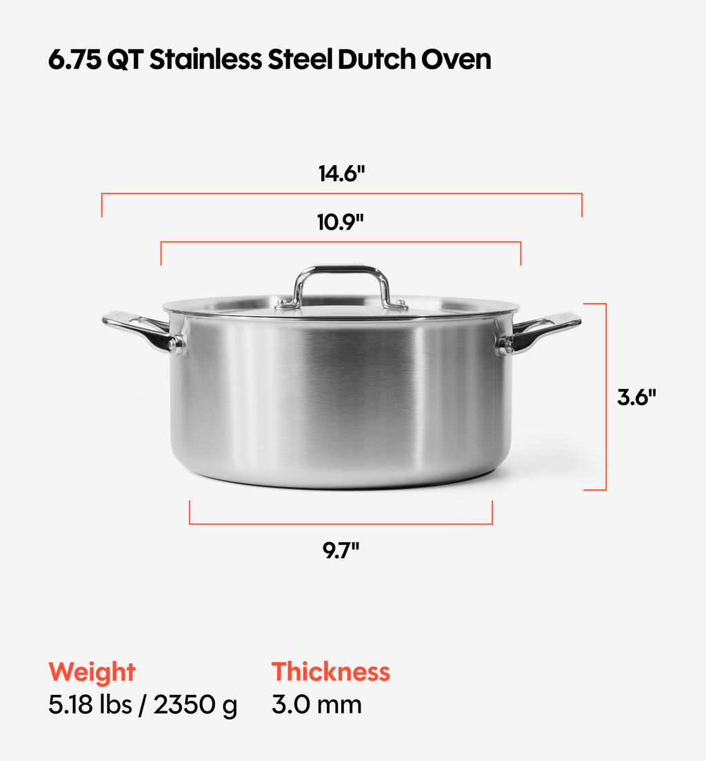 Stainless Steel Dutch Oven - 6.75 QT
