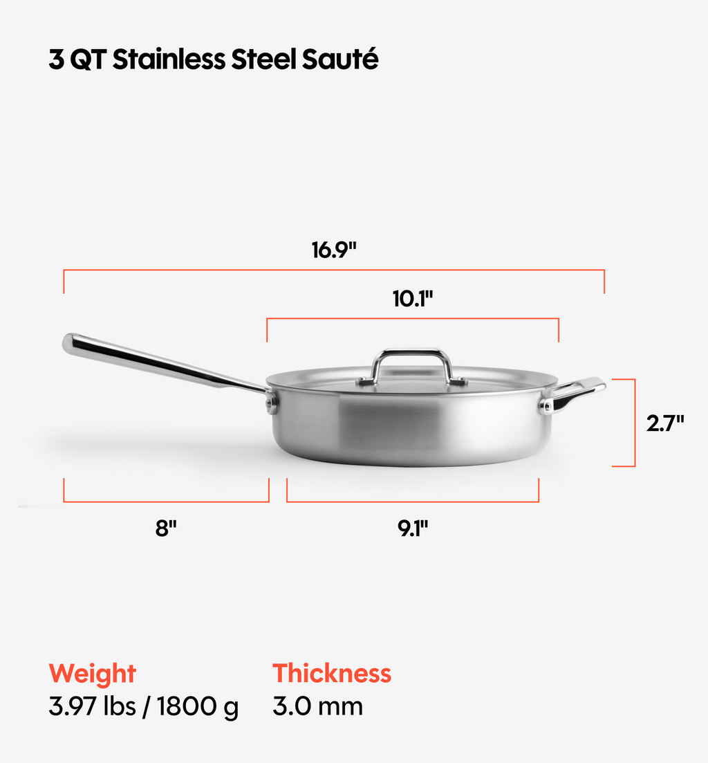 3 QT Stainless Steel Sauté
