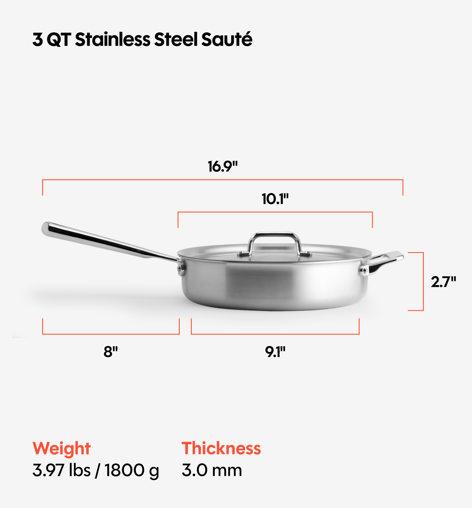 3 QT Stainless Steel Sauté
