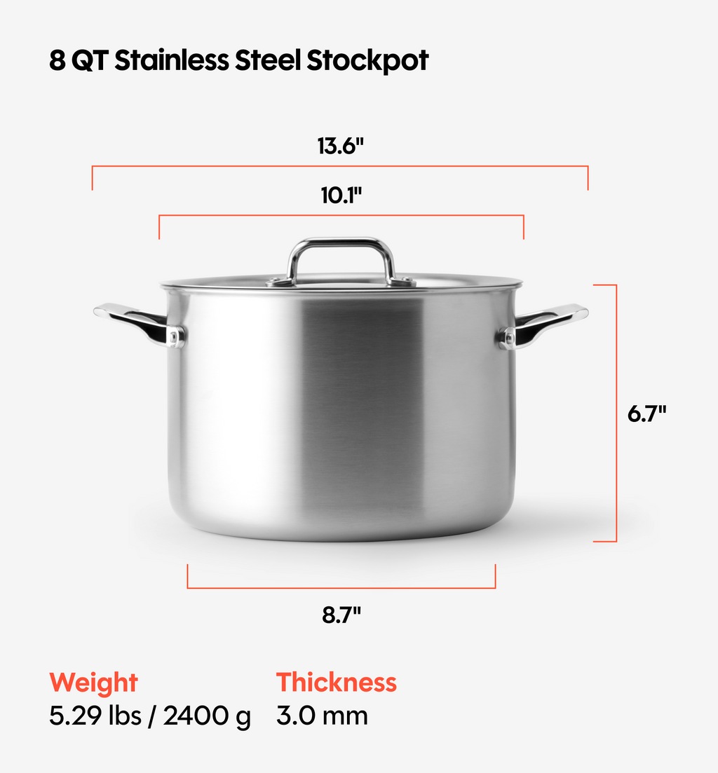 8 QT Stainless Steel Stockpot