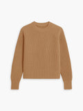 Women's Travel Merino Waffle Crewneck - Camel