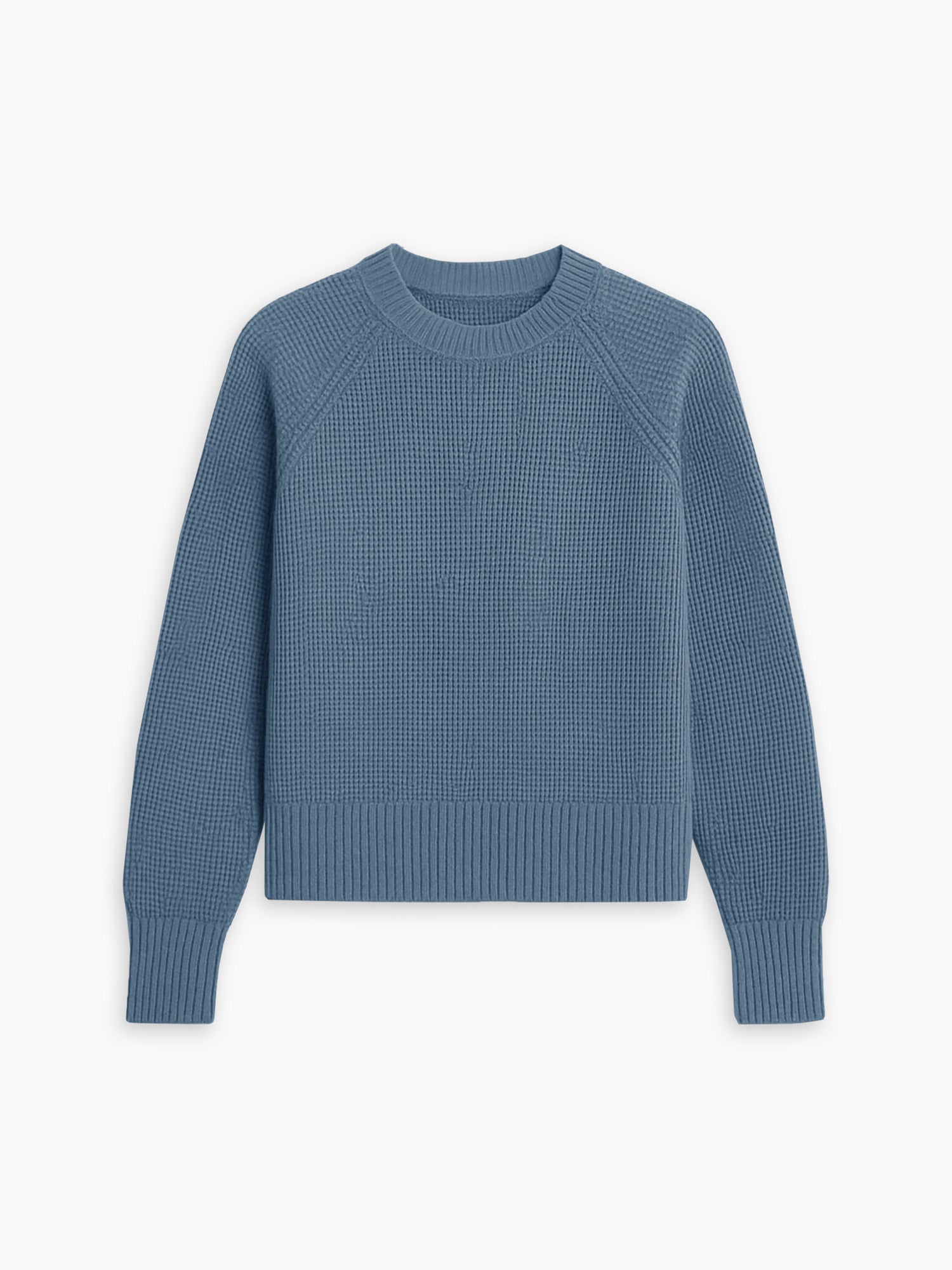 Men's Travel Merino Waffle Crewneck - Denim Blue