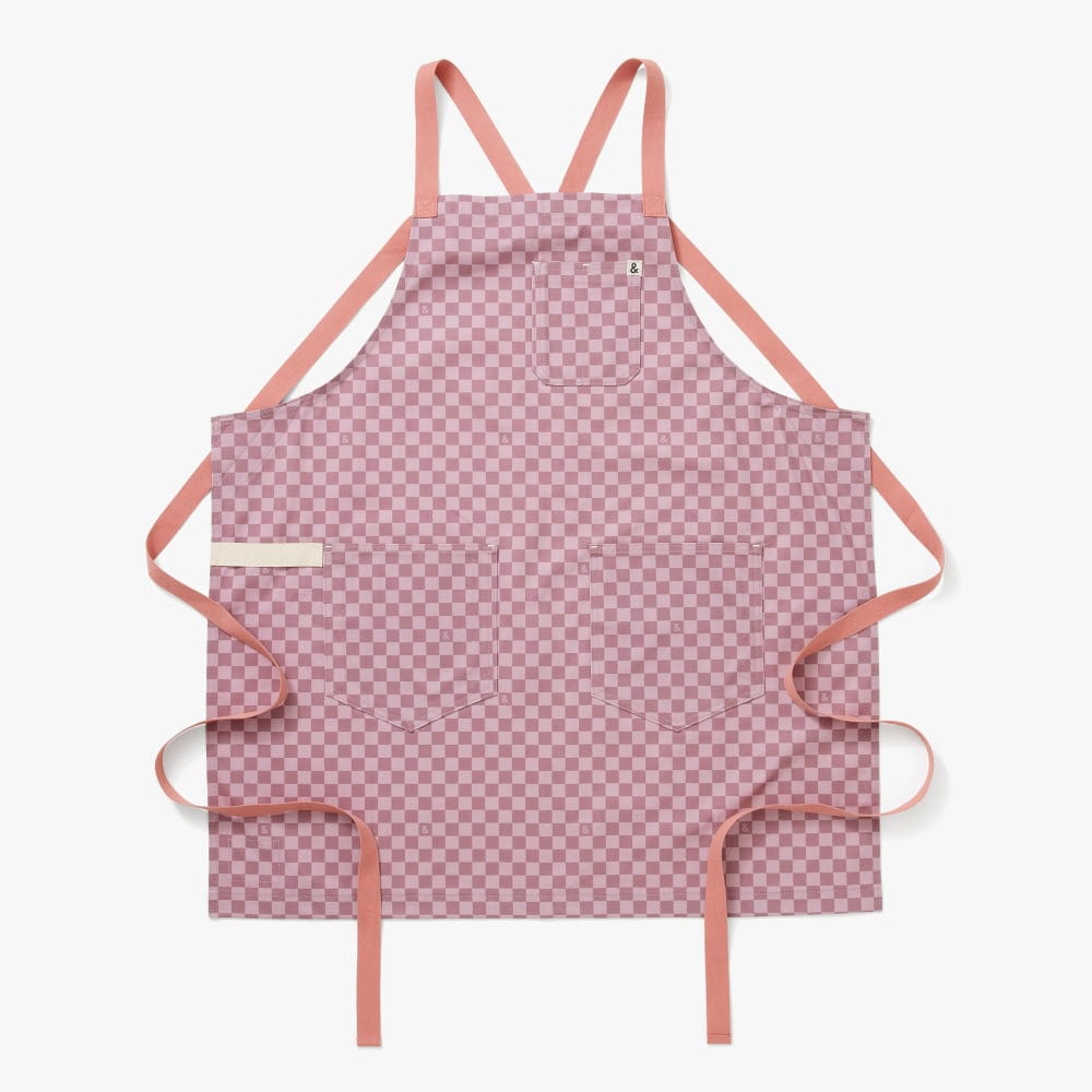 Mulberry Purple Check Crossback Apron