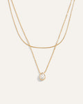 Elisa Layered Gold Necklace, Reversible Pear Pendant