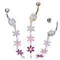 Floral Crystal Cascade Dangle Belly 14g