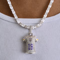 Minnesota Vikings Justin Jefferson Official NFL Jersey #18 Pendant in White Gold