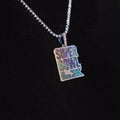 Iced 2026 Blue Ombre Stacked Superbowl LX Official NFL Wordmark Pendant in White Gold