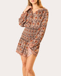 Tolan Floral Gathered Button-Up Top