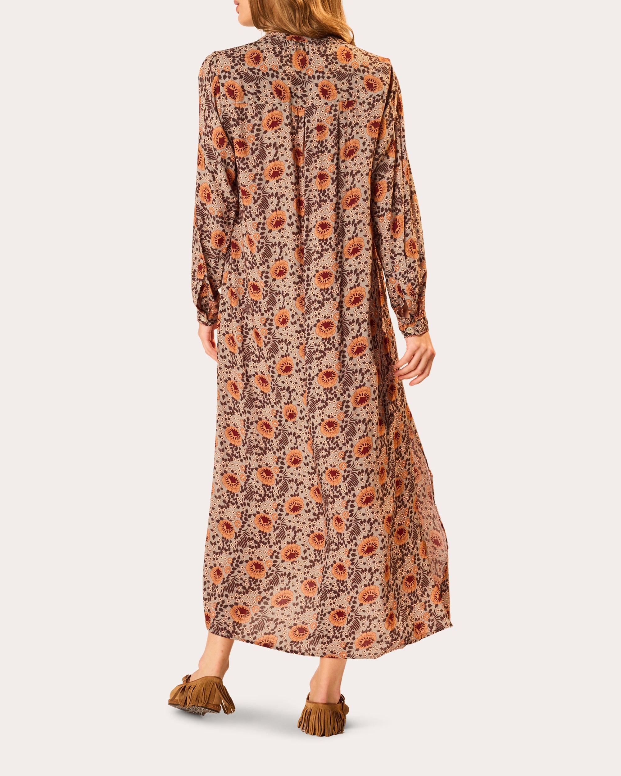MB Floral Button-Front Midi Dress