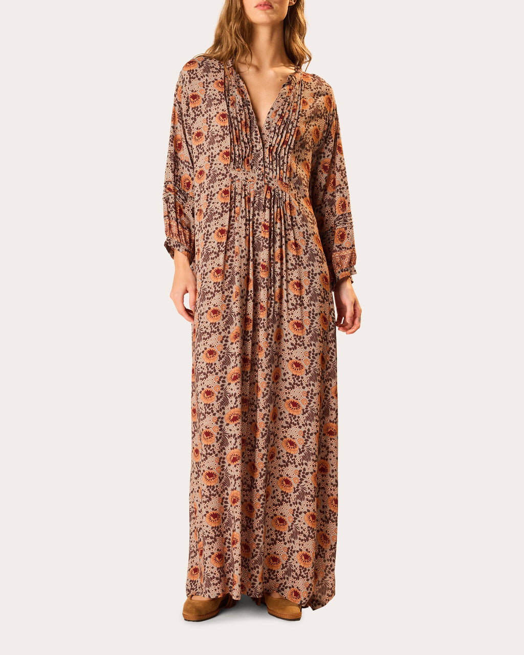 Sammie Floral Pleated Button-Front Maxi Dress