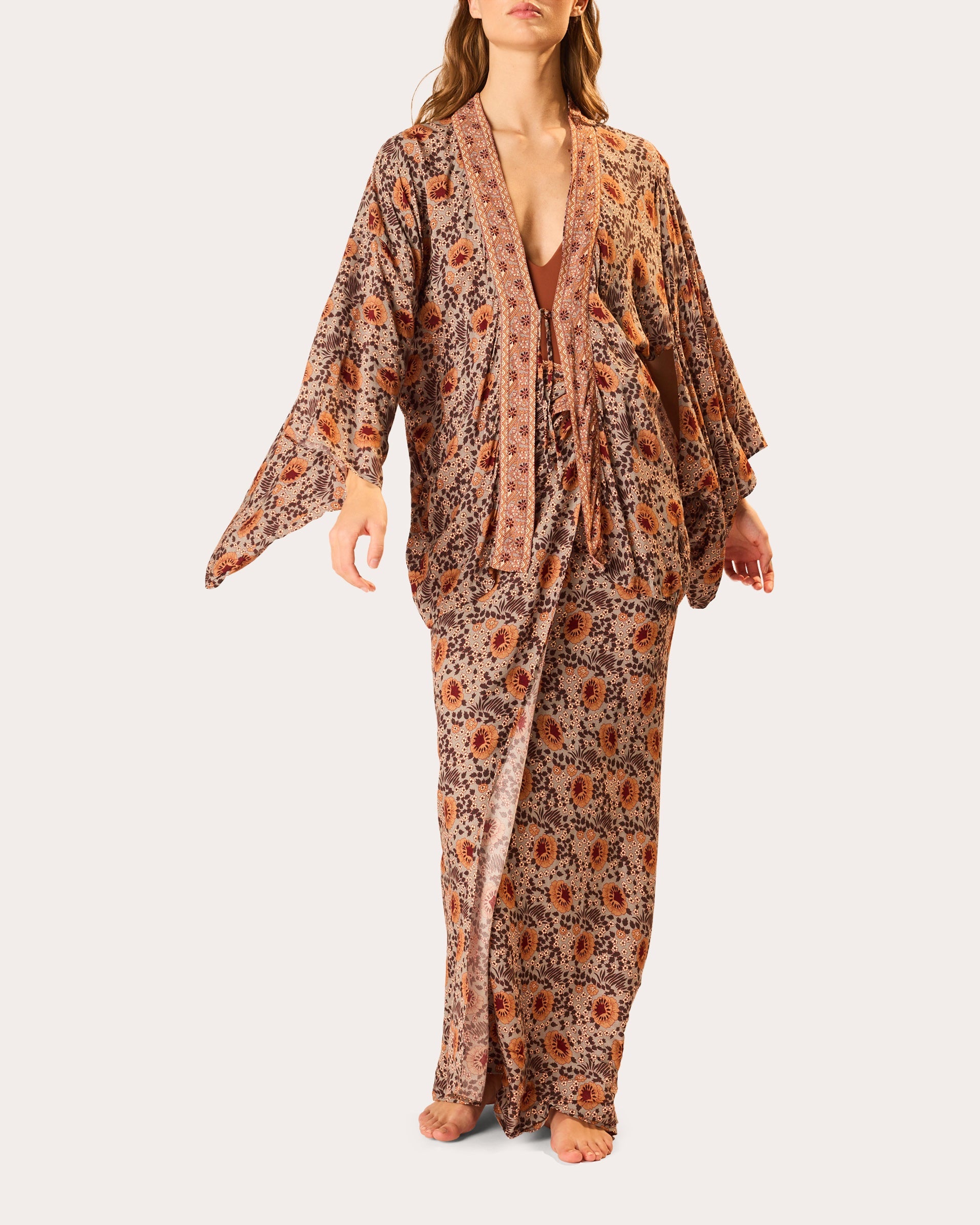 Marisa Floral Tie-Front Kimono