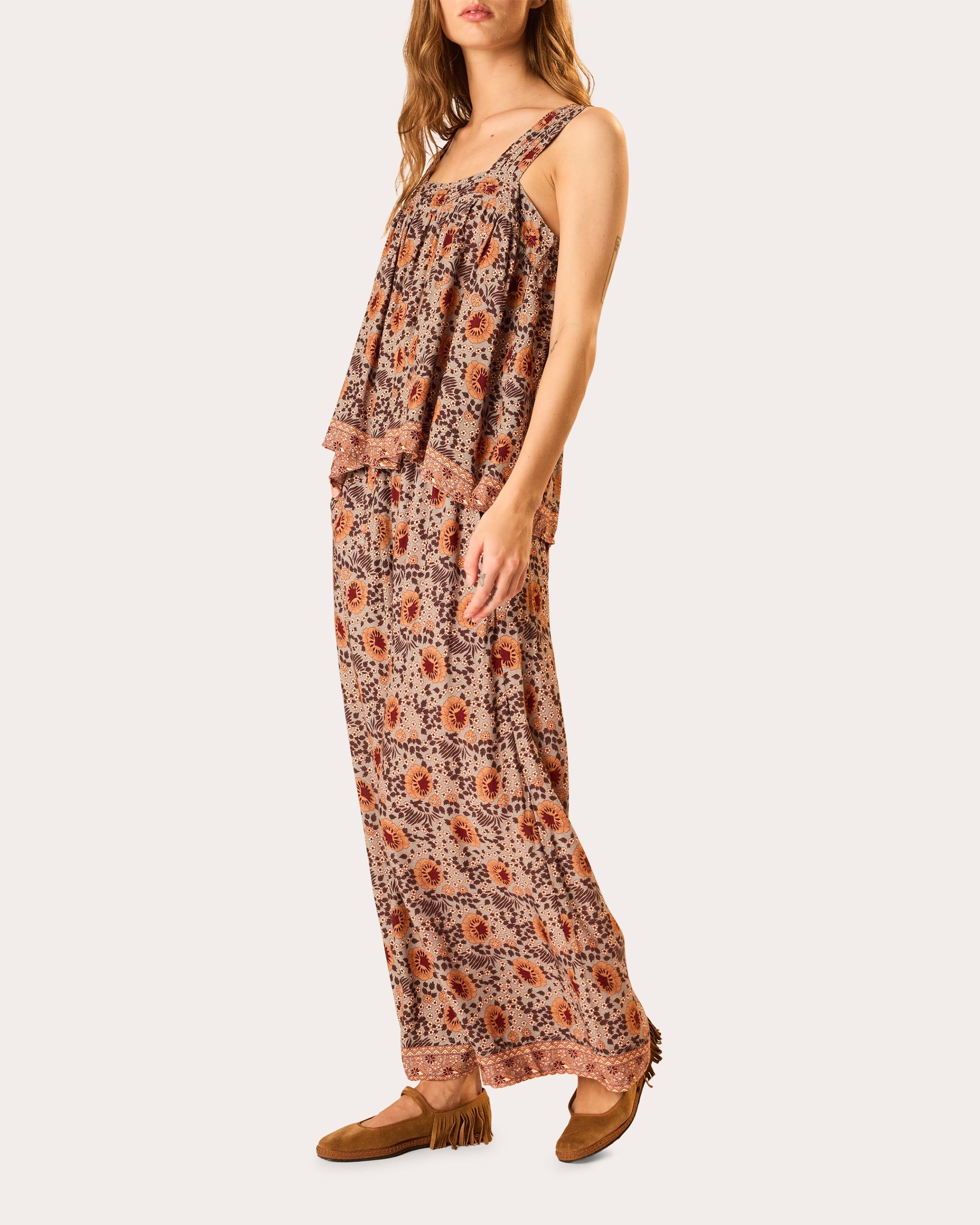 Jasmine Floral Pintucked Tank Top