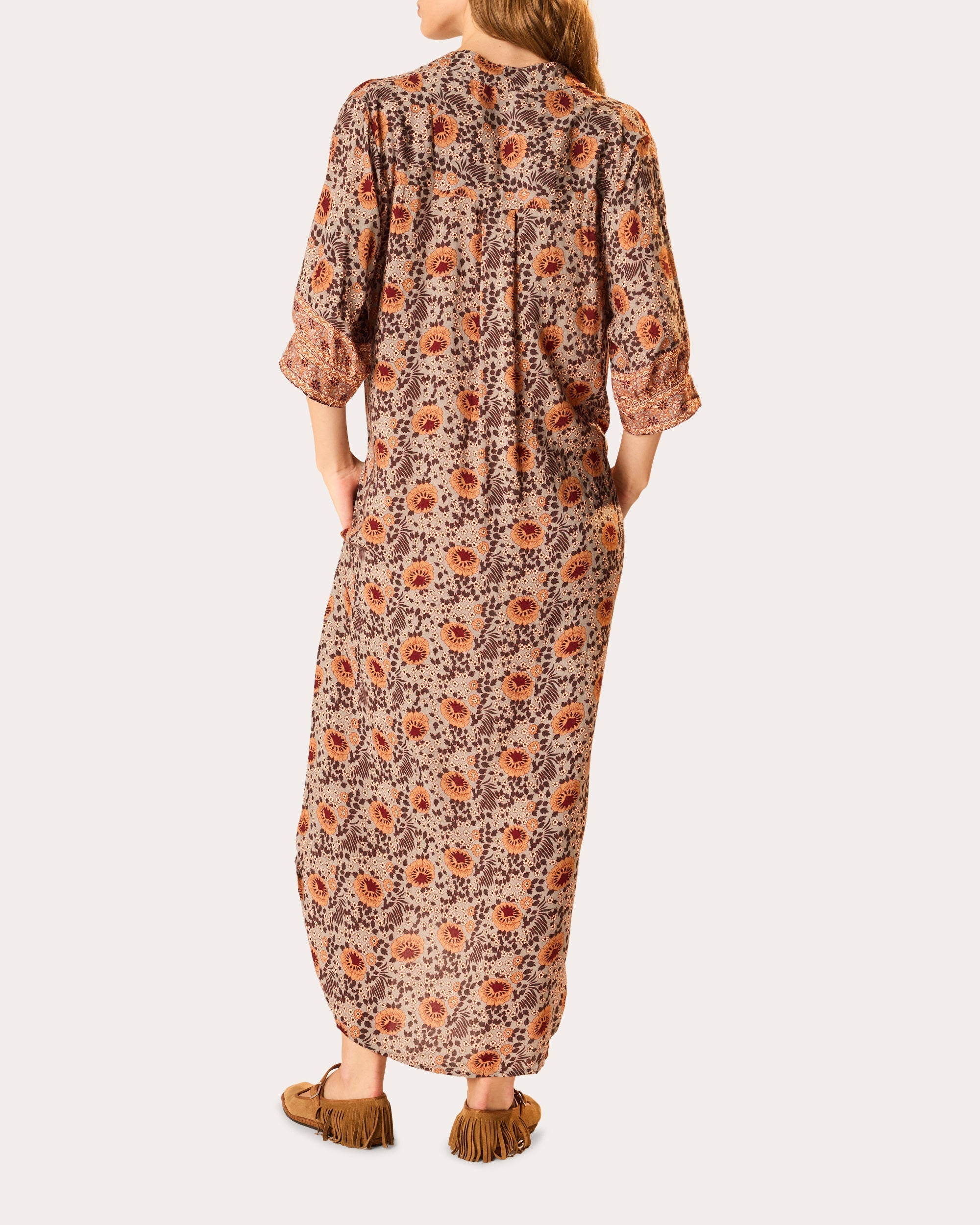 Lulu Floral Three-Quarter Sleeve Midi Dress
